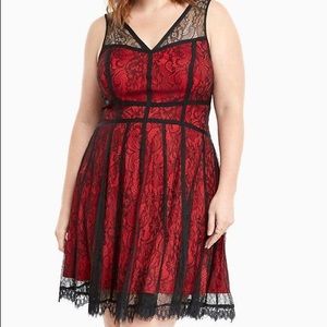 Red lace strappy slip dress torrid